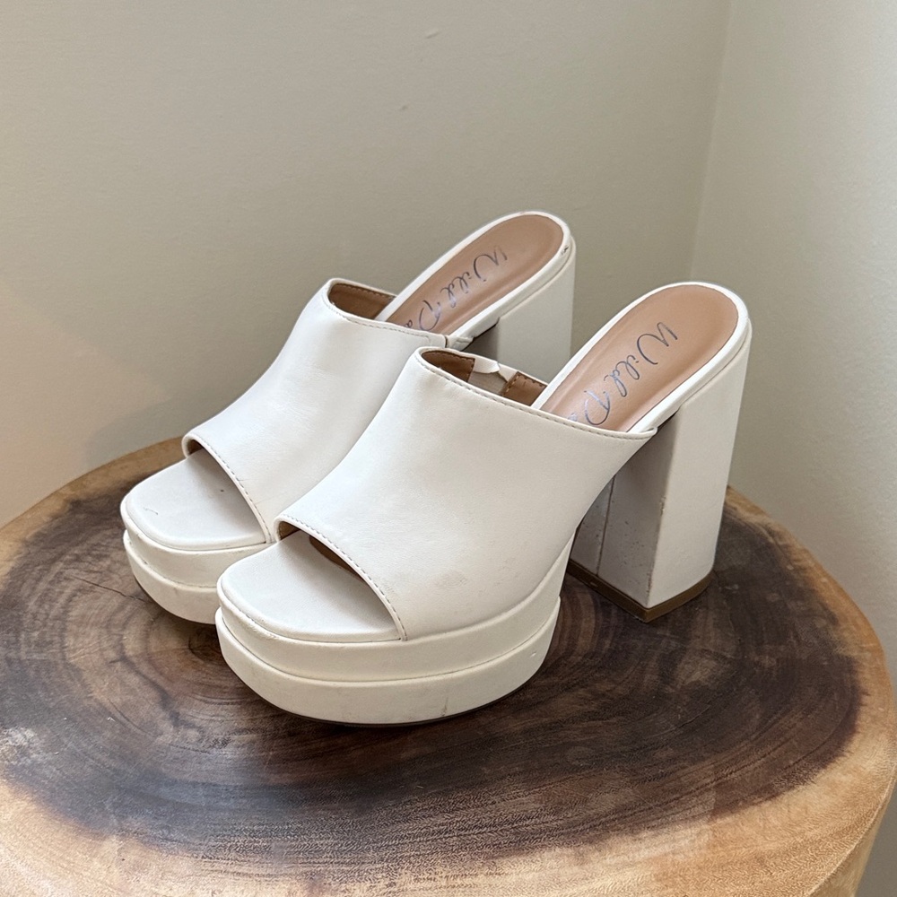 Women's White Platform Mules